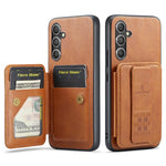 Fierre Shann FS-024 Custodia per telefono con porta carte in pelle di mucca cerata e olio, For Samsung Galaxy S25+ 5G, For Samsung Galaxy S25 Ultra 5G