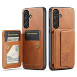 Fierre Shann FS-024 Custodia per telefono con porta carte in pelle di mucca cerata e olio, For Samsung Galaxy S26+ 5G, For Samsung Galaxy S26 Ultra 5G, For Samsung Galaxy S26 5G, For Samsung Galaxy S25 5G