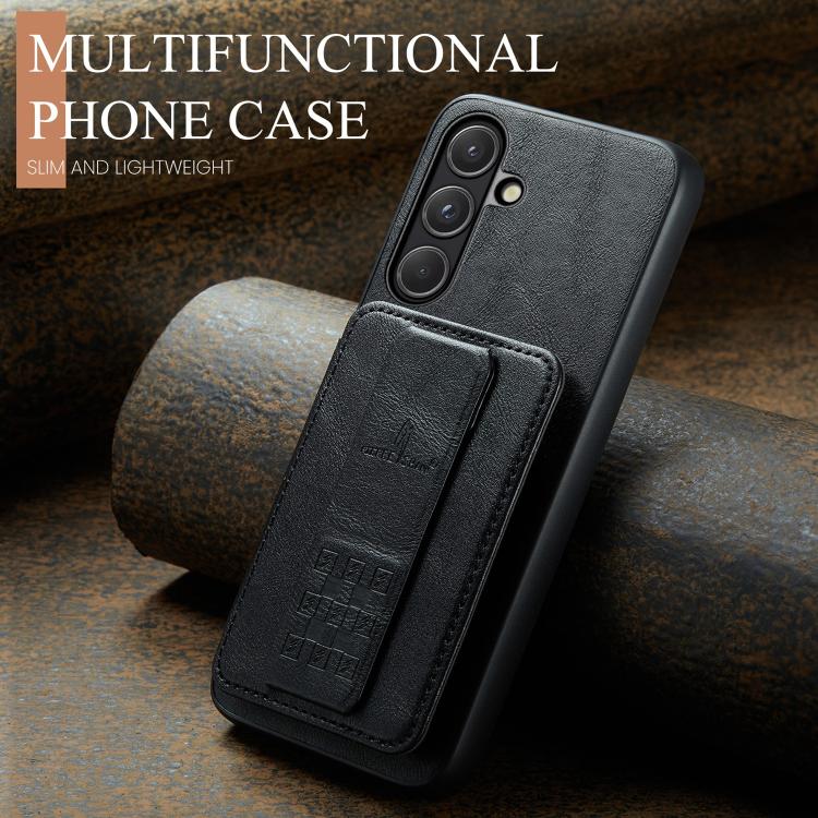 Fierre Shann FS-024 Custodia per telefono con porta carte in pelle di mucca cerata e olio, For Samsung Galaxy S26+ 5G, For Samsung Galaxy S26 Ultra 5G, For Samsung Galaxy S26 5G, For Samsung Galaxy S25 5G