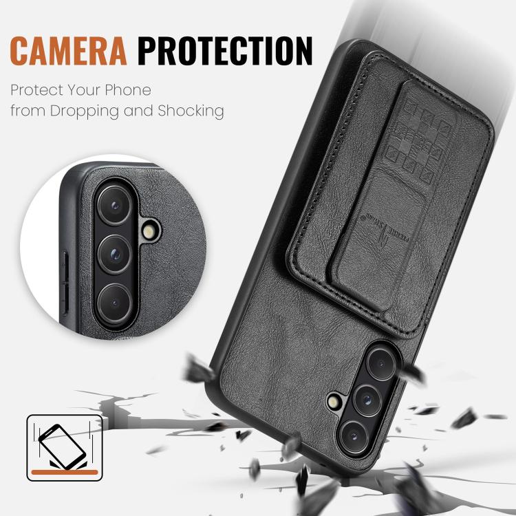 Fierre Shann FS-024 Custodia per telefono con porta carte in pelle di mucca cerata e olio, For Samsung Galaxy S26+ 5G, For Samsung Galaxy S26 Ultra 5G, For Samsung Galaxy S26 5G, For Samsung Galaxy S25 5G