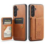Fierre Shann FS-024 Custodia per telefono con porta carte in pelle di mucca cerata e olio, For Samsung Galaxy S26+ 5G, For Samsung Galaxy S26 Ultra 5G, For Samsung Galaxy S26 5G, For Samsung Galaxy S25 5G