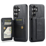 Fierre Shann FS-024 Custodia per telefono con porta carte in pelle di mucca cerata e olio, For Samsung Galaxy S26+ 5G, For Samsung Galaxy S26 Ultra 5G, For Samsung Galaxy S26 5G, For Samsung Galaxy S25 5G