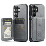 Fierre Shann FS-024 Custodia per telefono con porta carte in pelle di mucca cerata e olio, For Samsung Galaxy S26+ 5G, For Samsung Galaxy S26 Ultra 5G, For Samsung Galaxy S26 5G, For Samsung Galaxy S25 5G