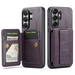 Fierre Shann FS-024 Custodia per telefono con porta carte in pelle di mucca cerata e olio, For Samsung Galaxy S26+ 5G, For Samsung Galaxy S26 Ultra 5G, For Samsung Galaxy S26 5G, For Samsung Galaxy S25 5G