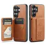 Fierre Shann FS-024 Custodia per telefono con porta carte in pelle di mucca cerata e olio, For Samsung Galaxy S26+ 5G, For Samsung Galaxy S26 Ultra 5G, For Samsung Galaxy S26 5G, For Samsung Galaxy S25 5G