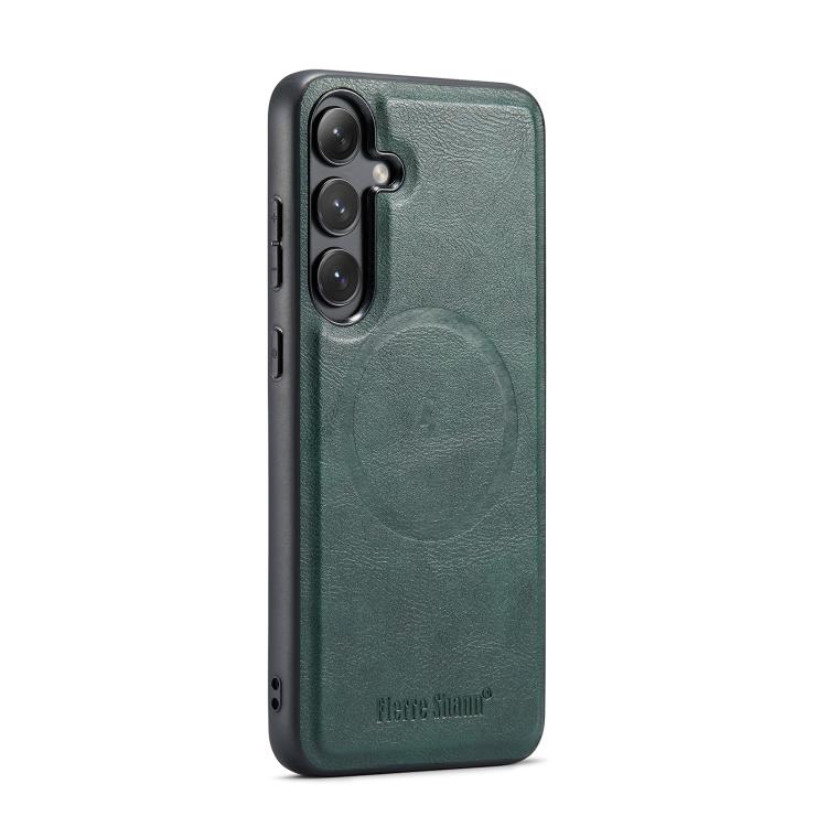 Fierre Shann FS-027 Custodia magnetica per telefono MagSafe con texture in pelle di mucca, For Samsung Galaxy S25+ 5G, For Samsung Galaxy S25 Ultra 5G, For Samsung Galaxy S24 FE 5G