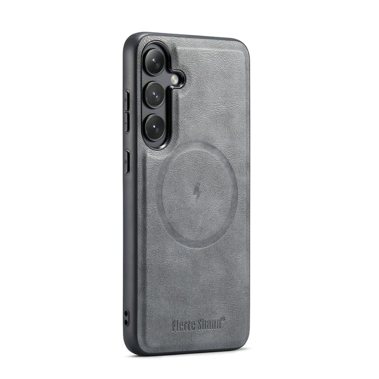 Fierre Shann FS-027 Custodia magnetica per telefono MagSafe con texture in pelle di mucca, For Samsung Galaxy S25+ 5G, For Samsung Galaxy S25 Ultra 5G, For Samsung Galaxy S24 FE 5G