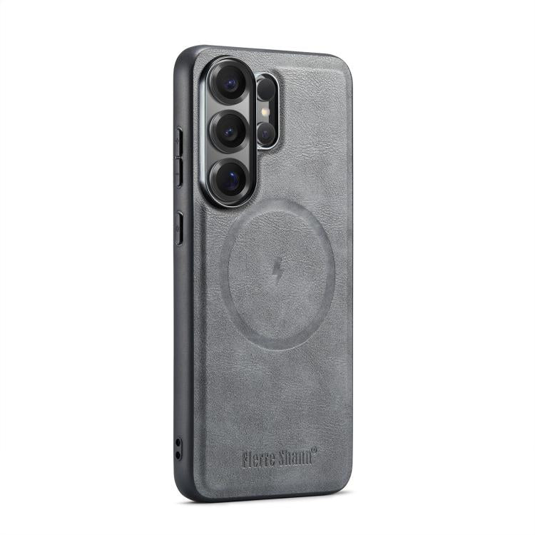 Fierre Shann FS-027 Custodia magnetica per telefono MagSafe con texture in pelle di mucca, For Samsung Galaxy S26+ 5G, For Samsung Galaxy S26 Ultra 5G, For Samsung Galaxy S26 5G, For Samsung Galaxy S25 5G