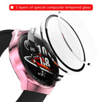 Proteggi schermo in vetro temperato 2 in 1 + Custodia per PC completamente placcata, For Huawei Watch GT2e