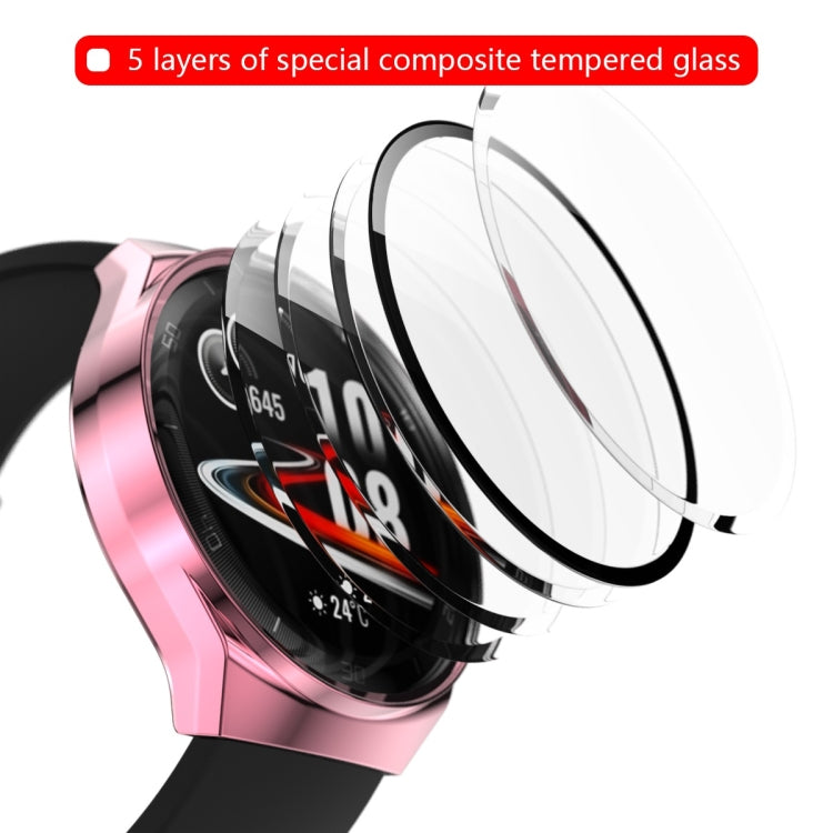 Proteggi schermo in vetro temperato 2 in 1 + Custodia per PC completamente placcata, For Huawei Watch GT2e