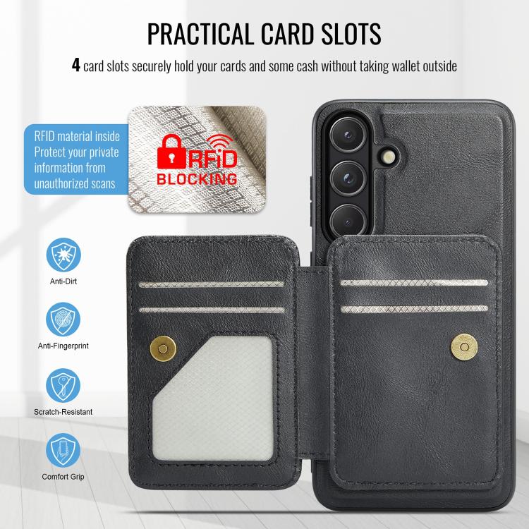 Fierre Shann FS028 MagSafe RFID Card Holder Back Custodia per telefono, For Samsung Galaxy S26+ 5G, For Samsung Galaxy S26 Ultra 5G, For Samsung Galaxy S26 5G, For Samsung Galaxy S25 5G