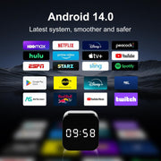 H96Max 8K UHD Android 14 Smart TV Box con telecomando, Allwinner H728 Octa-Core, 2GB+16GB, 4GB+32GB, 4GB+128GB