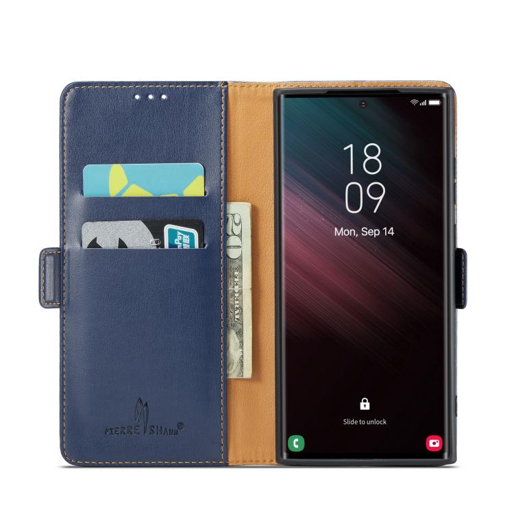 Custodia per telefono Fierre Shann PU in vera pelle, For Samsung Galaxy S25 Ultra 5G