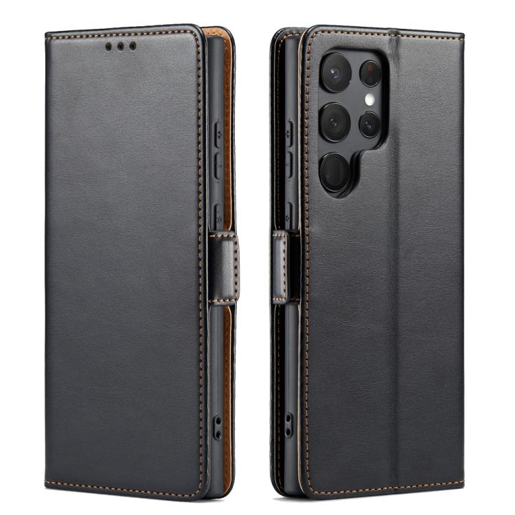 Custodia per telefono Fierre Shann PU in vera pelle, For Samsung Galaxy S25 Ultra 5G