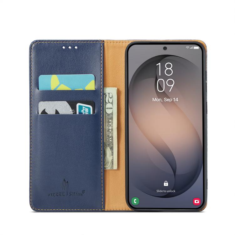 Custodia per telefono Fierre Shann PU in vera pelle, For Samsung Galaxy S26+ 5G, For Samsung Galaxy S26 Ultra 5G, For Samsung Galaxy S26 5G, For Samsung Galaxy S25 Edge 5G, For Samsung Galaxy S25 5G, For Samsung Galaxy S25+ 5G
