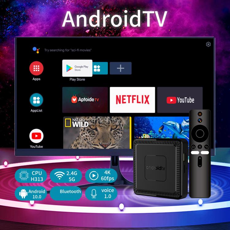 Q7 4K UHD Android 10 Smart TV Box Allwinner H313