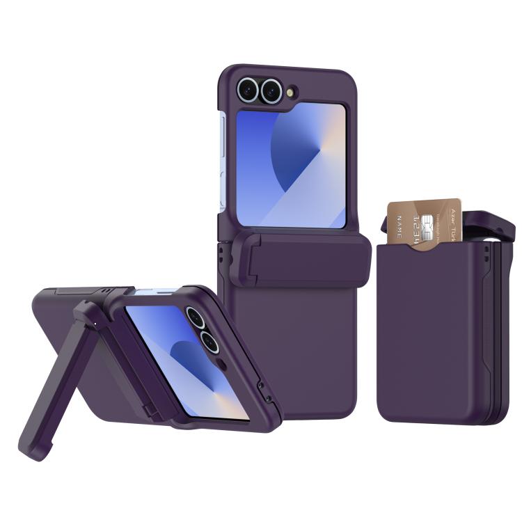 Custodia pieghevole per telefono cellulare con supporto in gomma a molla e slot per schede, For Galaxy Z Flip8 5G, For Samsung Galaxy Z Flip7 5G, For Samsung Galaxy Z Flip6 5G