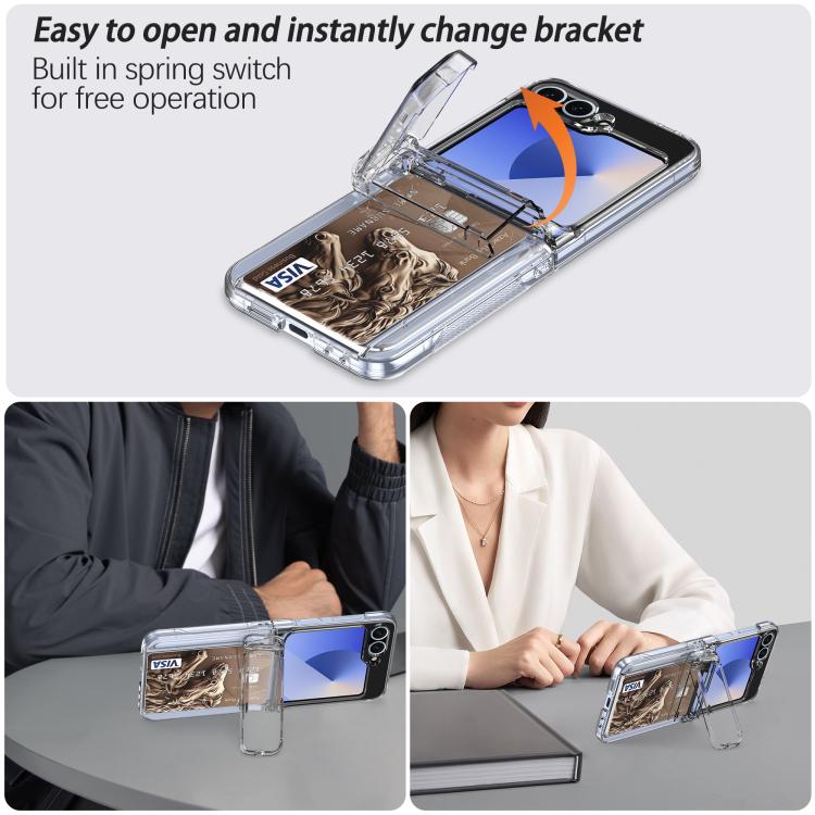 Custodia pieghevole per telefono cellulare con supporto in gomma a molla e slot per schede, For Samsung Galaxy Z Flip5 5G