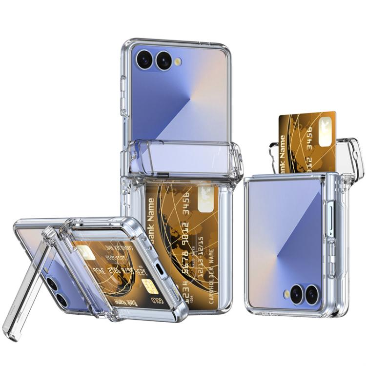 Custodia pieghevole per telefono cellulare con supporto in gomma a molla e slot per schede, For Galaxy Z Flip8 5G, For Samsung Galaxy Z Flip7 5G, For Samsung Galaxy Z Flip6 5G