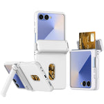 Custodia pieghevole per telefono cellulare con supporto in gomma a molla e slot per schede, For Galaxy Z Flip8 5G, For Samsung Galaxy Z Flip7 5G, For Samsung Galaxy Z Flip6 5G