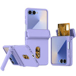 Custodia pieghevole per telefono cellulare con supporto in gomma a molla e slot per schede, For Galaxy Z Flip8 5G, For Samsung Galaxy Z Flip7 5G, For Samsung Galaxy Z Flip6 5G