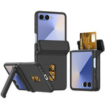 Custodia pieghevole per telefono cellulare con supporto in gomma a molla e slot per schede, For Galaxy Z Flip8 5G, For Samsung Galaxy Z Flip7 5G, For Samsung Galaxy Z Flip6 5G