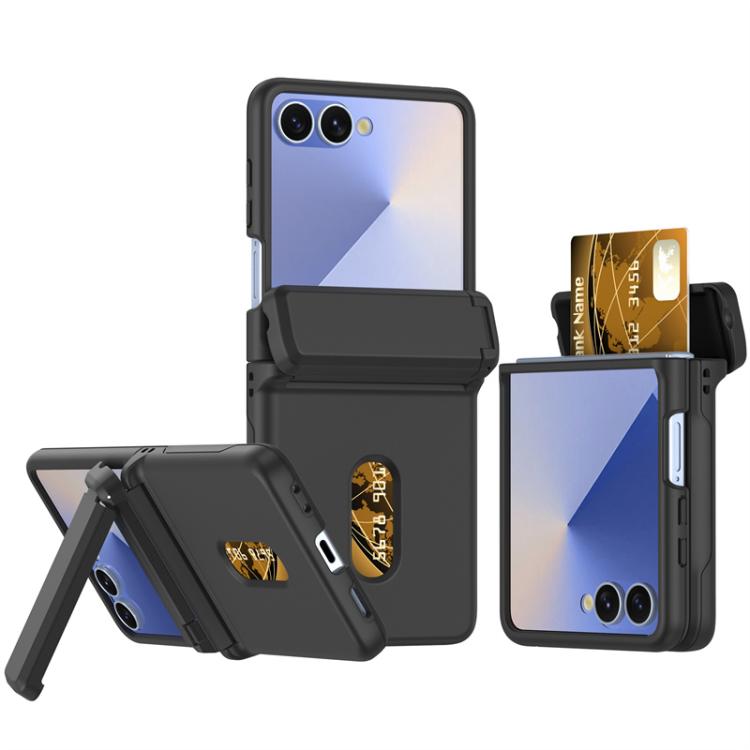 Custodia pieghevole per telefono cellulare con supporto in gomma a molla e slot per schede, For Galaxy Z Flip8 5G, For Samsung Galaxy Z Flip7 5G, For Samsung Galaxy Z Flip6 5G