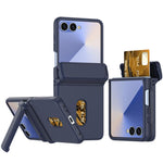 Custodia pieghevole per telefono cellulare con supporto in gomma a molla e slot per schede, For Galaxy Z Flip8 5G, For Samsung Galaxy Z Flip7 5G, For Samsung Galaxy Z Flip6 5G