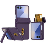 Custodia pieghevole per telefono cellulare con supporto in gomma a molla e slot per schede, For Galaxy Z Flip8 5G, For Samsung Galaxy Z Flip7 5G, For Samsung Galaxy Z Flip6 5G