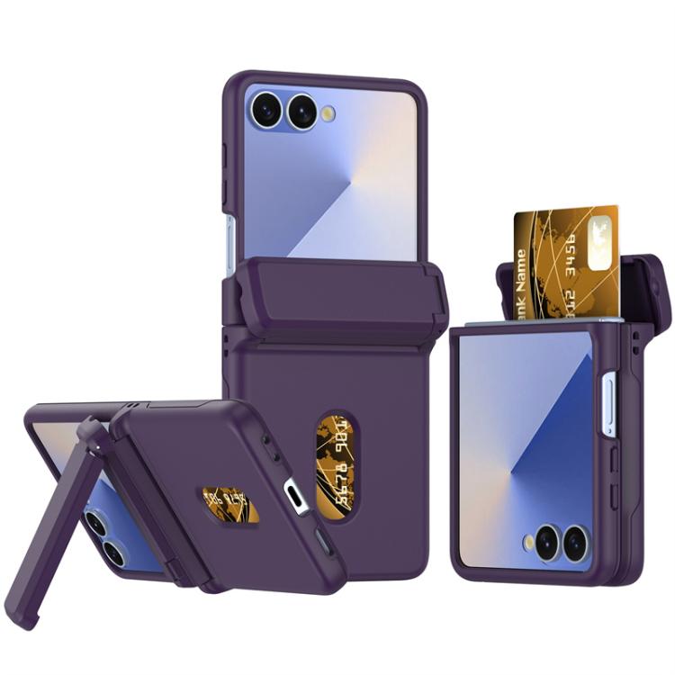 Custodia pieghevole per telefono cellulare con supporto in gomma a molla e slot per schede, For Galaxy Z Flip8 5G, For Samsung Galaxy Z Flip7 5G, For Samsung Galaxy Z Flip6 5G