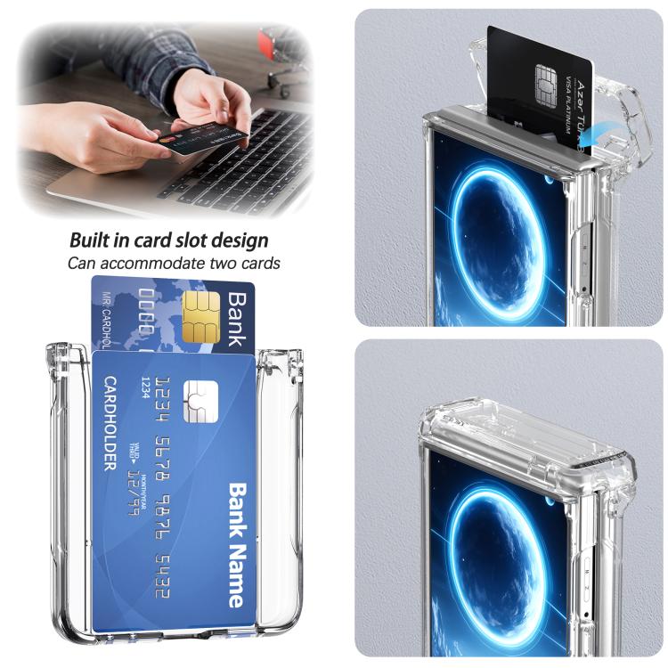 Custodia pieghevole per telefono cellulare con supporto in gomma a molla e slot per schede, For Galaxy Z Flip8 5G, For Samsung Galaxy Z Flip7 5G, For Samsung Galaxy Z Flip6 5G