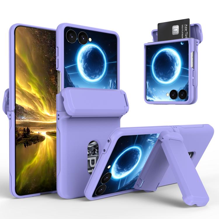 Custodia pieghevole per telefono cellulare con supporto in gomma a molla e slot per schede, For Galaxy Z Flip8 5G, For Samsung Galaxy Z Flip7 5G, For Samsung Galaxy Z Flip6 5G
