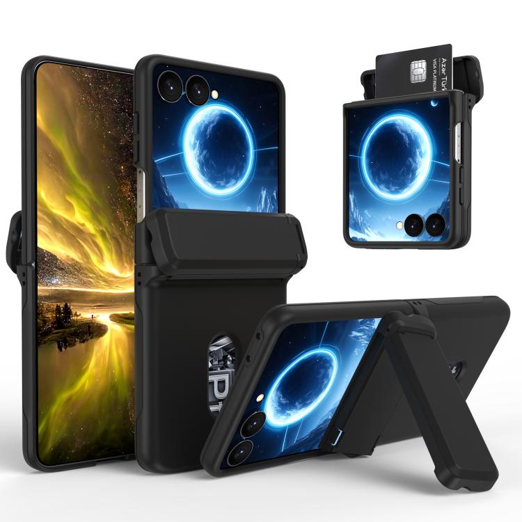 Custodia pieghevole per telefono cellulare con supporto in gomma a molla e slot per schede, For Galaxy Z Flip8 5G, For Samsung Galaxy Z Flip7 5G, For Samsung Galaxy Z Flip6 5G