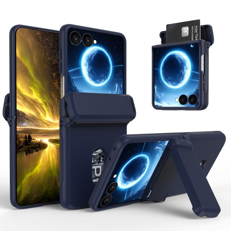 Custodia pieghevole per telefono cellulare con supporto in gomma a molla e slot per schede, For Galaxy Z Flip8 5G, For Samsung Galaxy Z Flip7 5G, For Samsung Galaxy Z Flip6 5G
