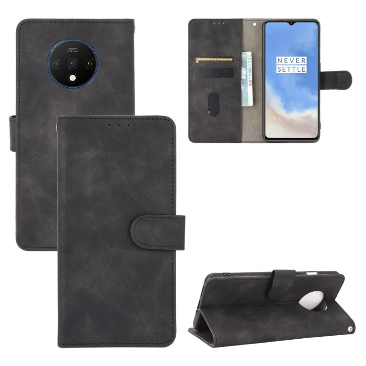 Tinta unita Skin Feel Fibbia magnetica Flip orizzontale Custodia in pelle PU con struttura in vitello con supporto e slot per schede e portafoglio, For OnePlus 7T