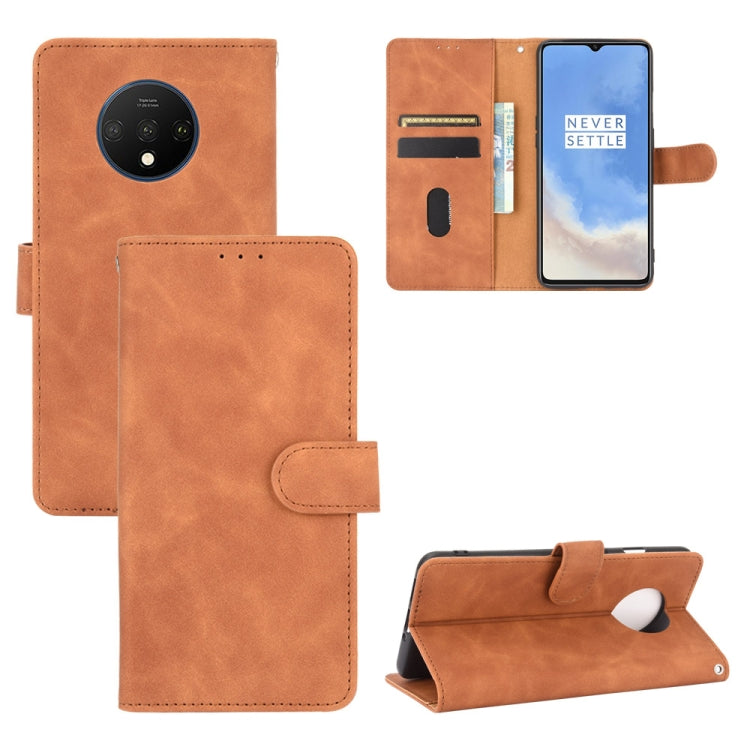 Tinta unita Skin Feel Fibbia magnetica Flip orizzontale Custodia in pelle PU con struttura in vitello con supporto e slot per schede e portafoglio, For OnePlus 7T