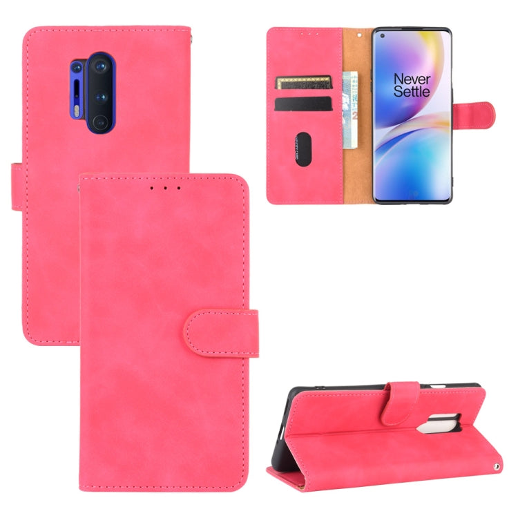 Tinta unita Skin Feel Fibbia magnetica Flip orizzontale Custodia in pelle PU con struttura in vitello con supporto e slot per schede e portafoglio, For OnePlus Nord, For OnePlus 8, For OnePlus 5, For OnePlus 8 Pro