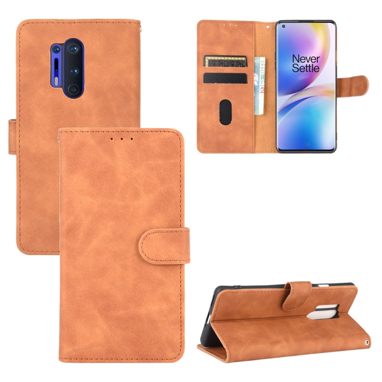 Tinta unita Skin Feel Fibbia magnetica Flip orizzontale Custodia in pelle PU con struttura in vitello con supporto e slot per schede e portafoglio, For OnePlus Nord, For OnePlus 8, For OnePlus 5, For OnePlus 8 Pro