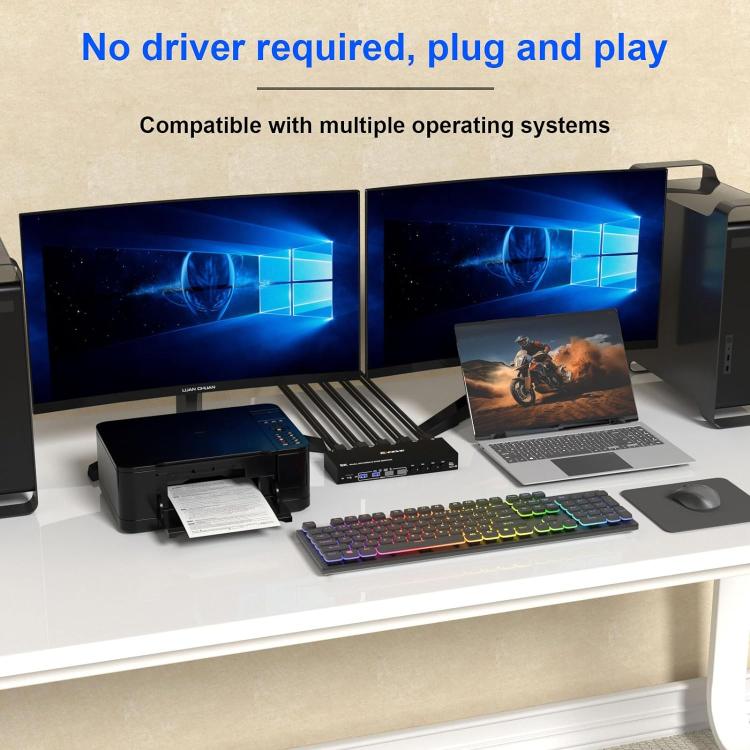 KC-KVM402DP 8K 30Hz 4 ingressi 2 uscite DP / USB3.0 Switch KVM per doppio monitor, US Plug, EU Plug, UK Plug, AU Plug