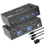 KC-KVM8202 Switch KVM doppio monitor USB3.0/HDMI a 2 porte 8K 60Hz, US Plug, EU Plug, UK Plug, AU Plug