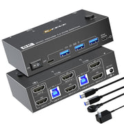 KC-KVM8202 Switch KVM doppio monitor USB3.0/HDMI a 2 porte 8K 60Hz, US Plug, EU Plug, UK Plug, AU Plug