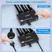 KC-KVM8202 Switch KVM doppio monitor USB3.0/HDMI a 2 porte 8K 60Hz, US Plug, EU Plug, UK Plug, AU Plug