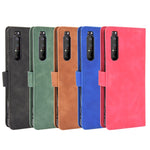 Tinta unita Skin Feel Fibbia magnetica Flip orizzontale Custodia in pelle PU con struttura in vitello con supporto e slot per schede e portafoglio, For Sony Xperia 1 II, For Sony Xperia 1, For Sony Xperia 5, For Sony Xperia 8
