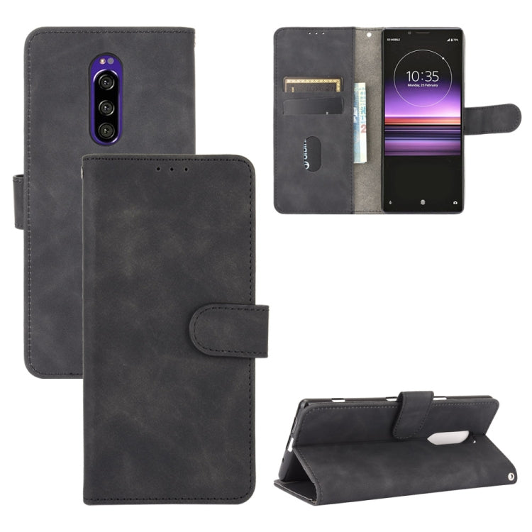 Tinta unita Skin Feel Fibbia magnetica Flip orizzontale Custodia in pelle PU con struttura in vitello con supporto e slot per schede e portafoglio, For Sony Xperia 1 II, For Sony Xperia 1, For Sony Xperia 5, For Sony Xperia 8