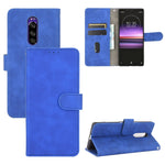 Tinta unita Skin Feel Fibbia magnetica Flip orizzontale Custodia in pelle PU con struttura in vitello con supporto e slot per schede e portafoglio, For Sony Xperia 1 II, For Sony Xperia 1, For Sony Xperia 5, For Sony Xperia 8