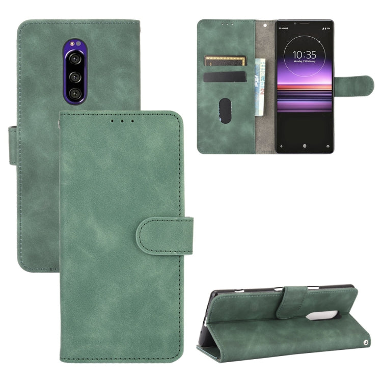 Tinta unita Skin Feel Fibbia magnetica Flip orizzontale Custodia in pelle PU con struttura in vitello con supporto e slot per schede e portafoglio, For Sony Xperia 1 II, For Sony Xperia 1, For Sony Xperia 5, For Sony Xperia 8