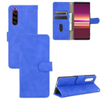 Tinta unita Skin Feel Fibbia magnetica Flip orizzontale Custodia in pelle PU con struttura in vitello con supporto e slot per schede e portafoglio, For Sony Xperia 1 II, For Sony Xperia 1, For Sony Xperia 5, For Sony Xperia 8