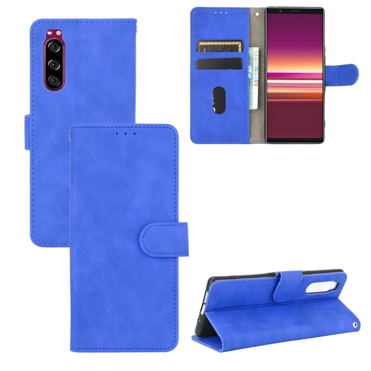 Tinta unita Skin Feel Fibbia magnetica Flip orizzontale Custodia in pelle PU con struttura in vitello con supporto e slot per schede e portafoglio, For Sony Xperia 1 II, For Sony Xperia 1, For Sony Xperia 5, For Sony Xperia 8