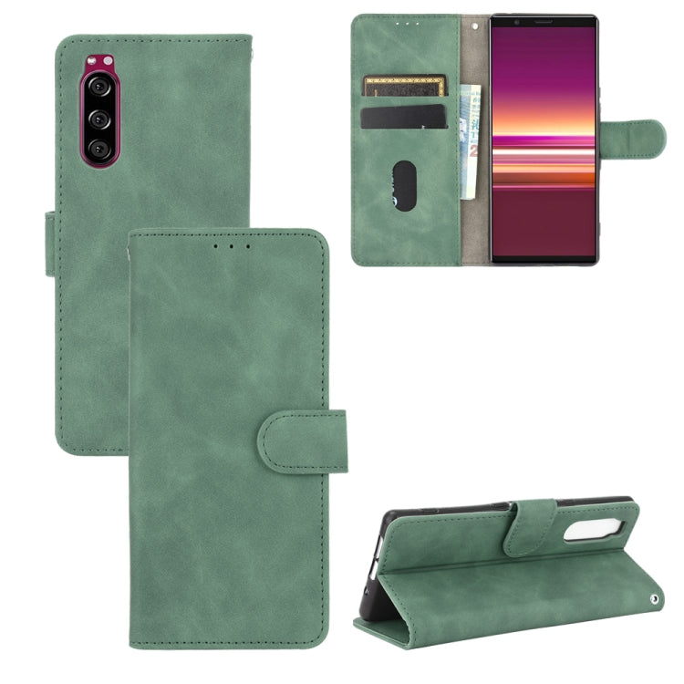 Tinta unita Skin Feel Fibbia magnetica Flip orizzontale Custodia in pelle PU con struttura in vitello con supporto e slot per schede e portafoglio, For Sony Xperia 1 II, For Sony Xperia 1, For Sony Xperia 5, For Sony Xperia 8