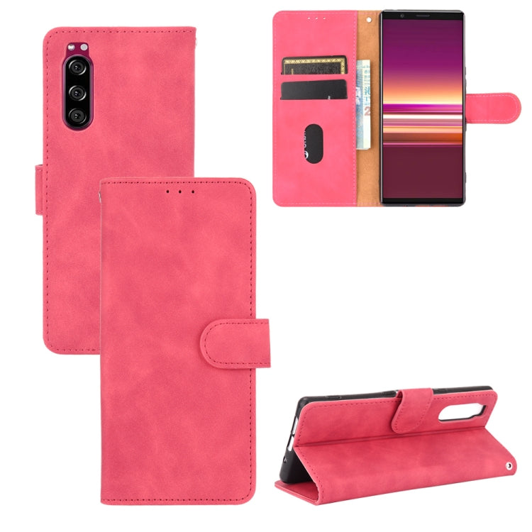 Tinta unita Skin Feel Fibbia magnetica Flip orizzontale Custodia in pelle PU con struttura in vitello con supporto e slot per schede e portafoglio, For Sony Xperia 1 II, For Sony Xperia 1, For Sony Xperia 5, For Sony Xperia 8